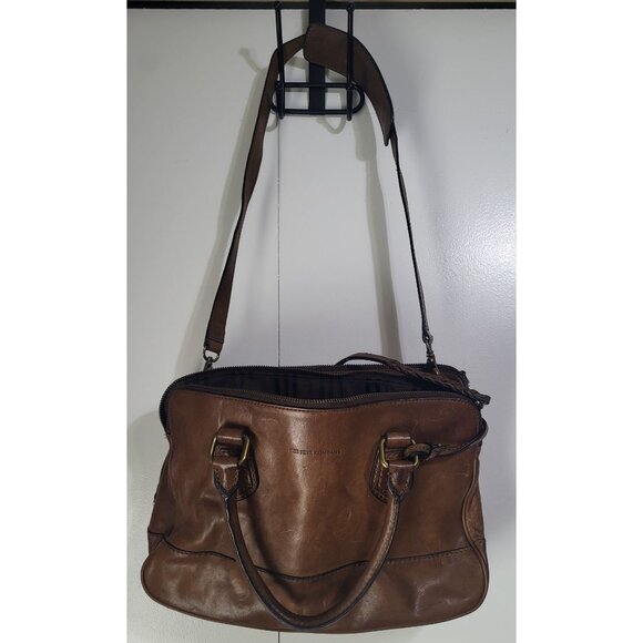 FRYE Jamie Satchel Brown Leather Double Handle Travel Work Bag Purse - Picture 11 of 12